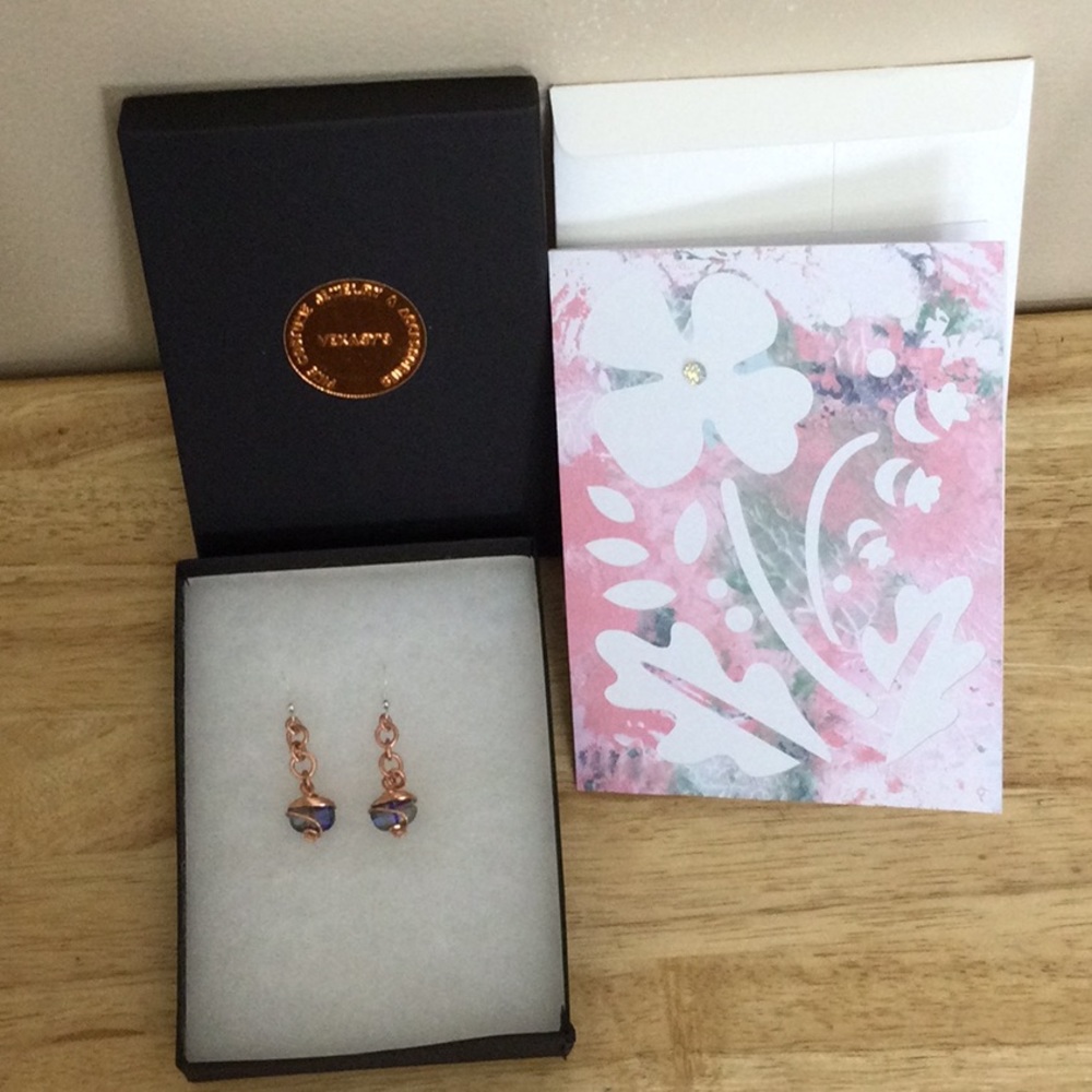 Designer Earrings, Card/Envelope, Gift Box, VEKASY's COPPER COLLECTION